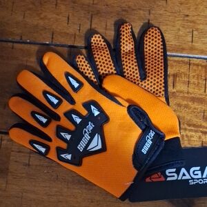 Kids Saga Sports Orange and Black Gloves